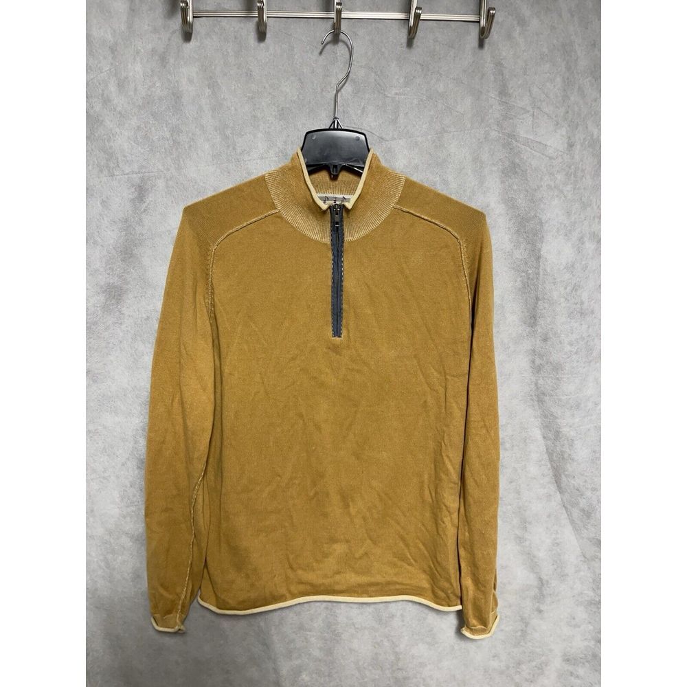 32 Bar Blues Sweater Men L Beige‎ 1/4 Zip Roll Mock Neck Pullover Lightweight